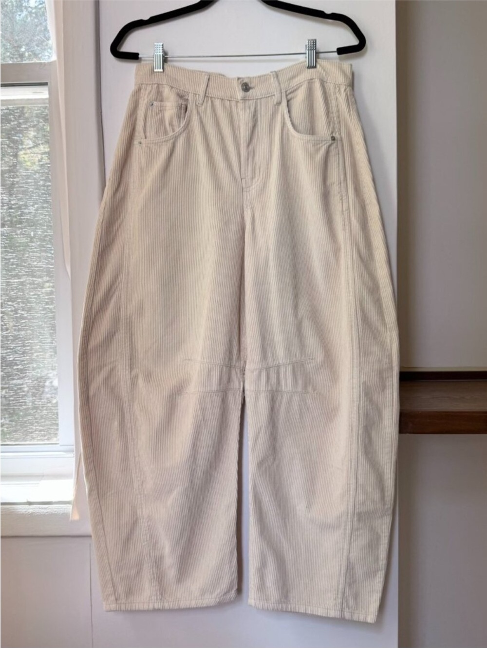 NWT Free People Good Luck Cord Barrel Jeans Cream 29
